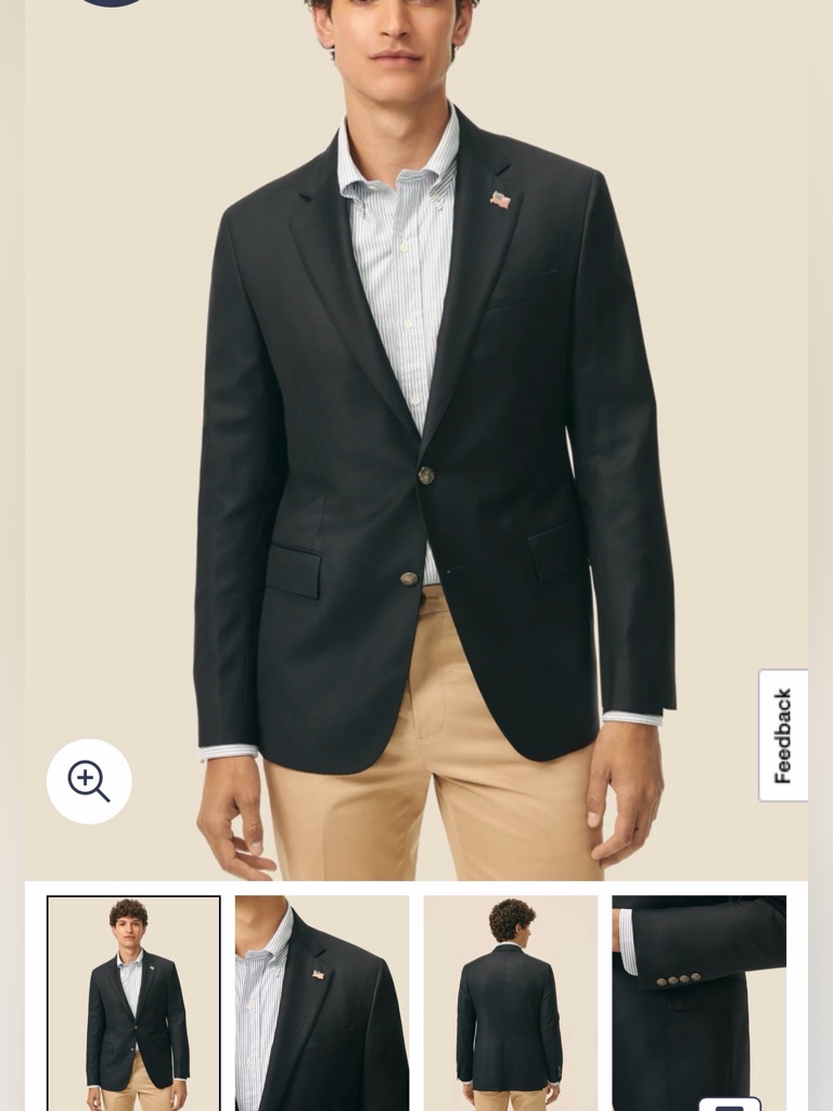 Brooks Brothers Loro Piana 100% Wool Blazer Custon Sterling Silver Buttons.